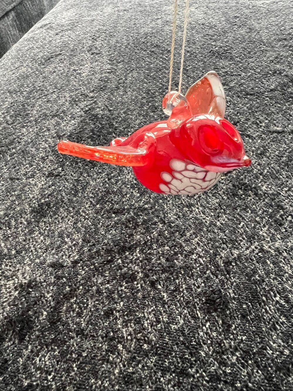 Handcrafted Red Glass Bird Ornament